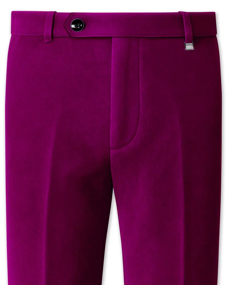 Velcrimora-Mulberry Purple Velvet Stretchable Waistband Pant 1