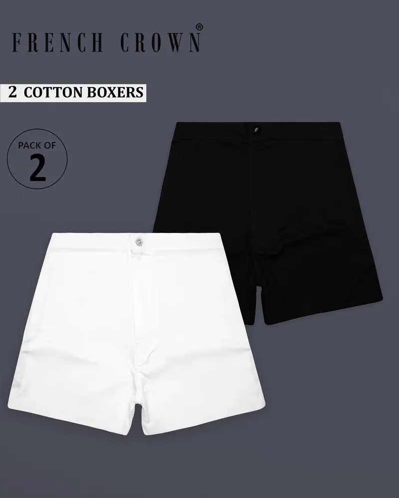 Velinox-Bright White And Jade Black Subtle Sheen Super Soft Premium Cotton Boxers 1