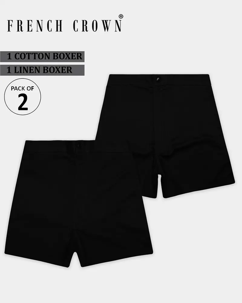 Velinox-Jade Black Luxurious Linen And Jade Black Premium Cotton Super Soft Boxers 1