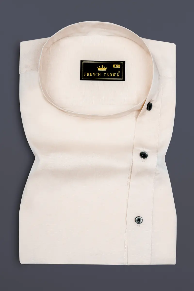 Velisse-Moon Mist Cream Luxurious Linen Casual Designer Shirt 2