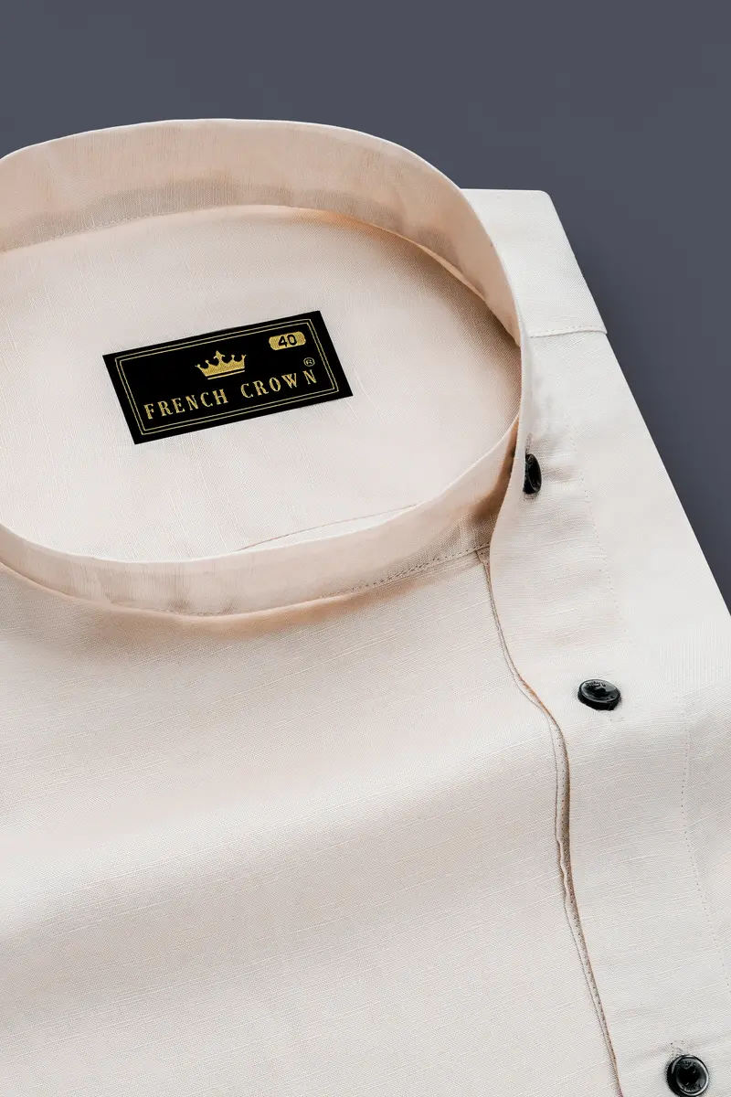 Velisse-Moon Mist Cream Luxurious Linen Casual Designer Shirt 4