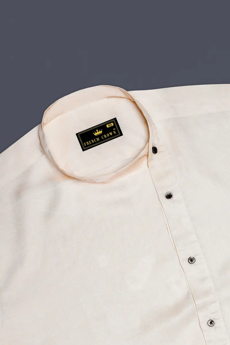 Velisse-Moon Mist Cream Luxurious Linen Casual Designer Shirt 5