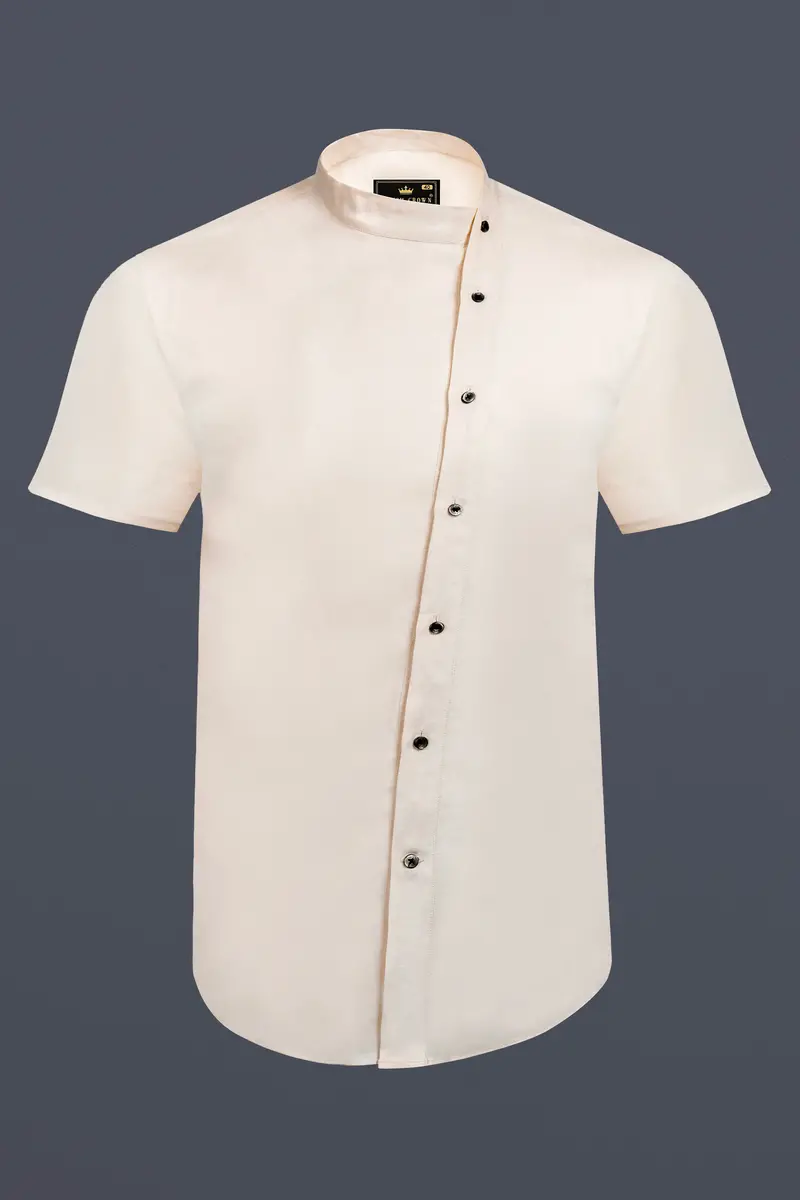 Velisse-Moon Mist Cream Luxurious Linen Casual Designer Shirt 6