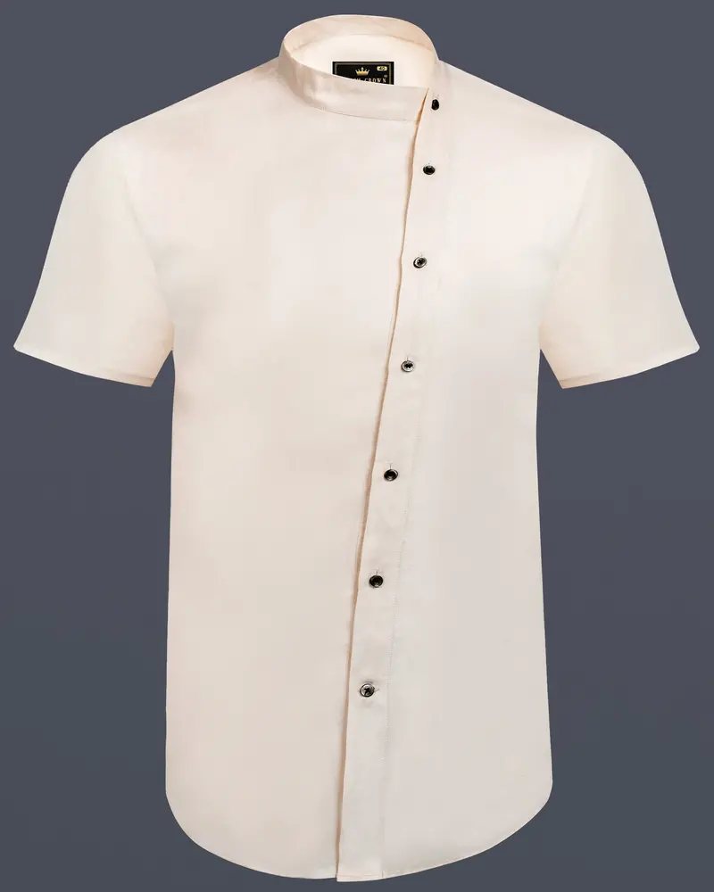 Velisse-Moon Mist Cream Luxurious Linen Casual Designer Shirt 8