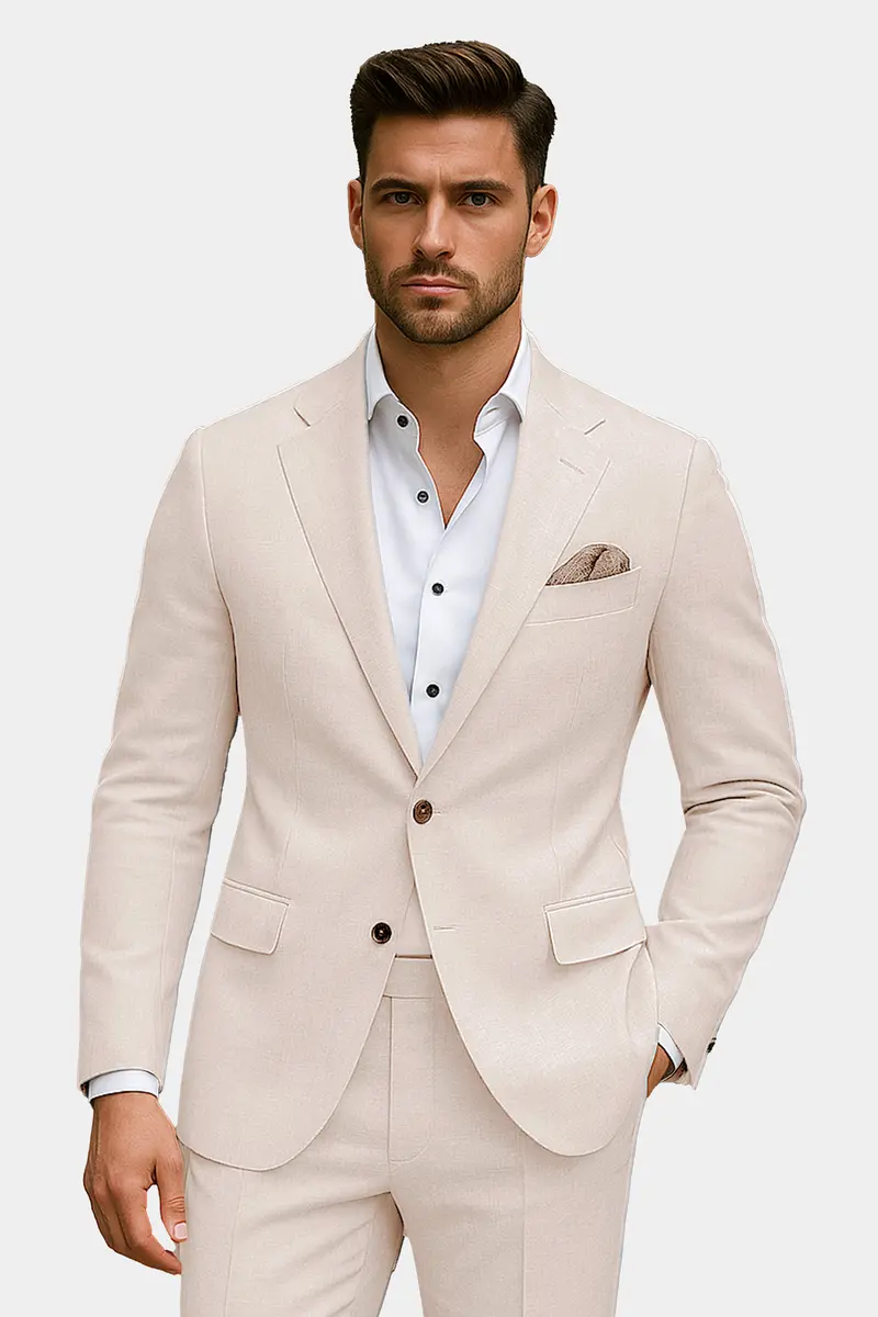 Velivon-Bizarre Cream Solid Wool Rich Single Breasted Slight Stretch Blazer 10