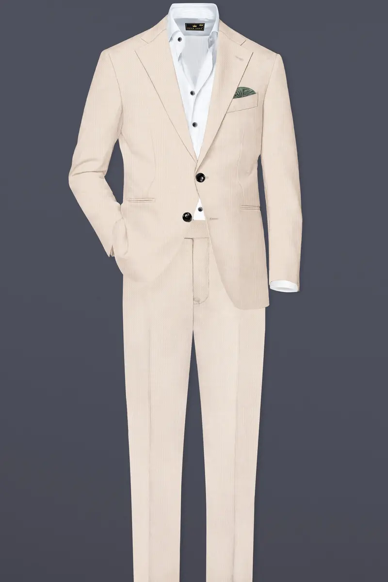 Velivon-Bizarre Cream Solid Wool Rich Single Breasted Slight Stretch Blazer 4