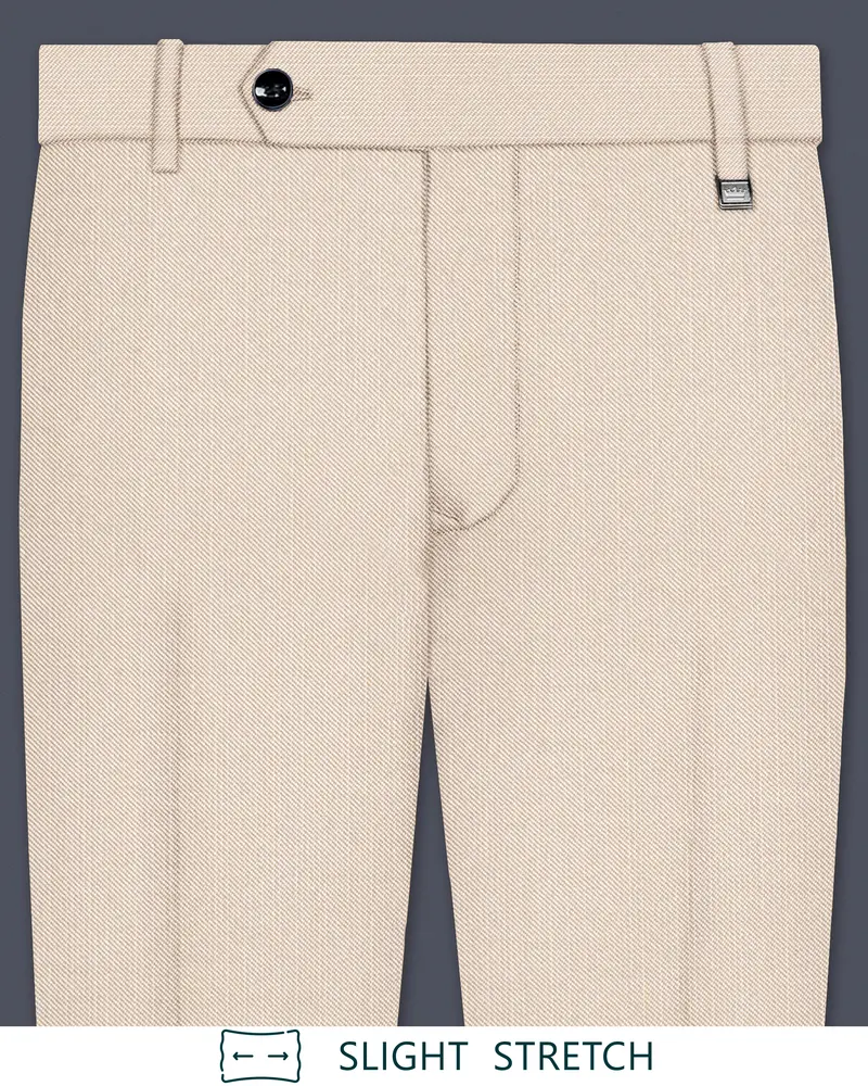 Velivon-Bizarre Cream Solid Wool Rich Slight Stretch Waistband Pant 1