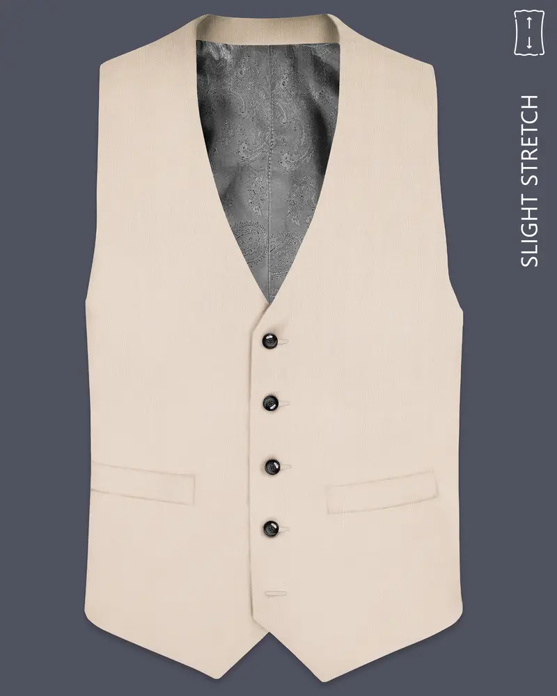 Velivon-Bizarre Cream Solid Wool Rich Slight Stretch Waistcoat 1