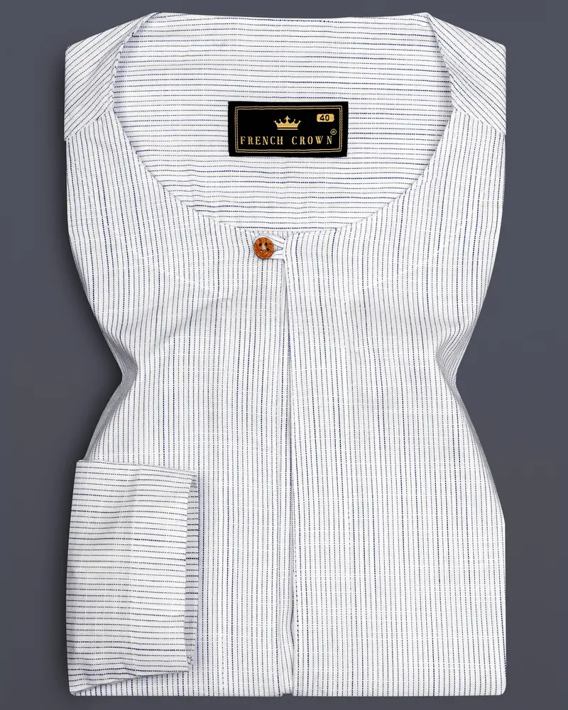Vellure-Amour Gray Striped Dobby Textured Premium Giza Cotton Designer Casual Shirt 1