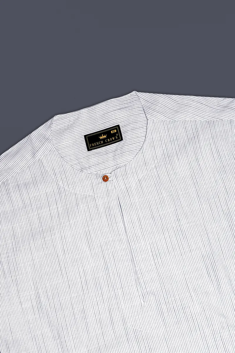Vellure-Amour Gray Striped Dobby Textured Premium Giza Cotton Designer Casual Shirt 5