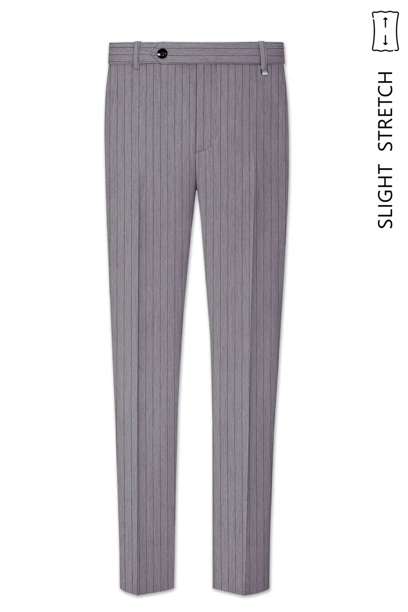 Velmoro-Mauve Gray Pin Striped Wool Rich Slight Stretch Bandhgala Suit 12