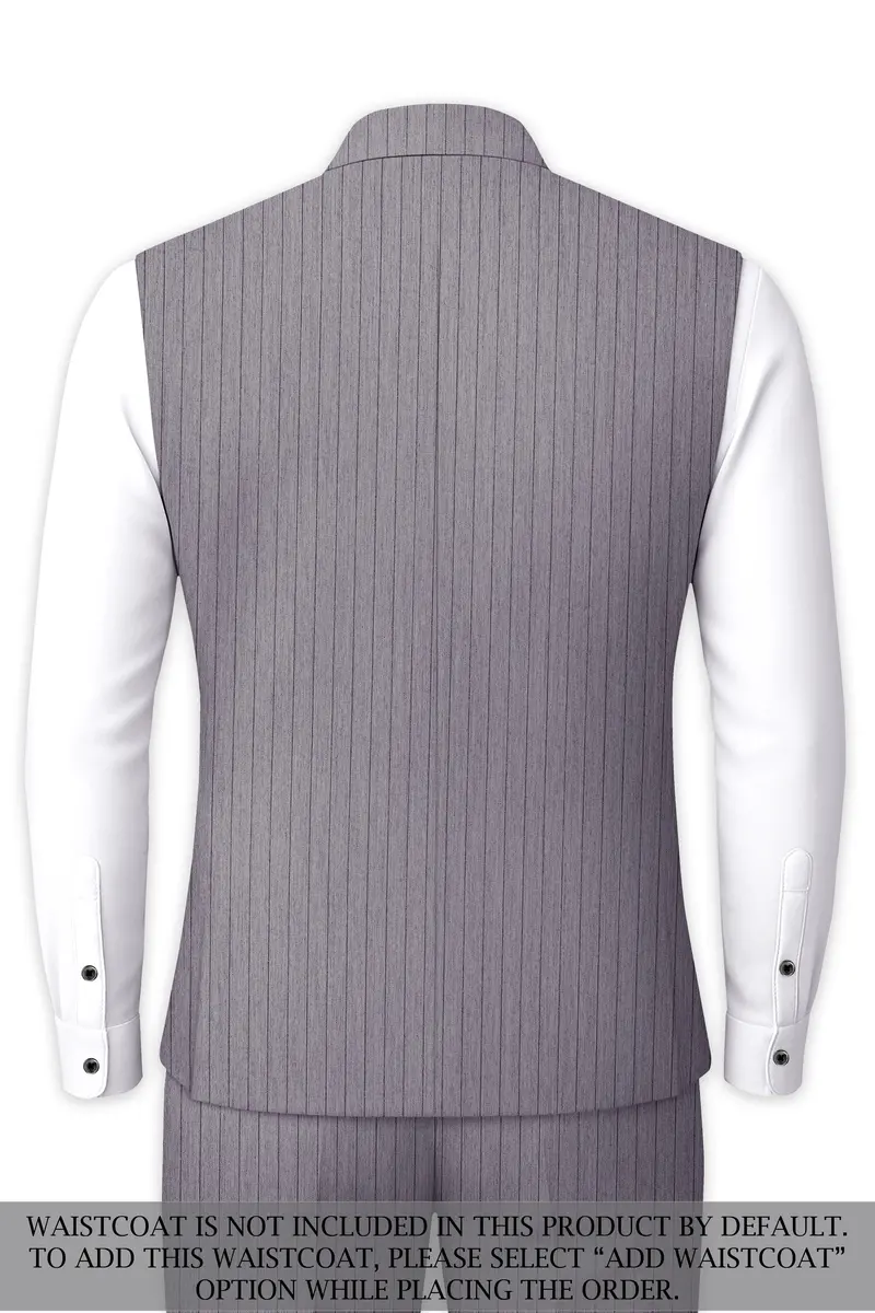 Velmoro-Mauve Gray Pin Striped Wool Rich Slight Stretch Bandhgala Suit 16