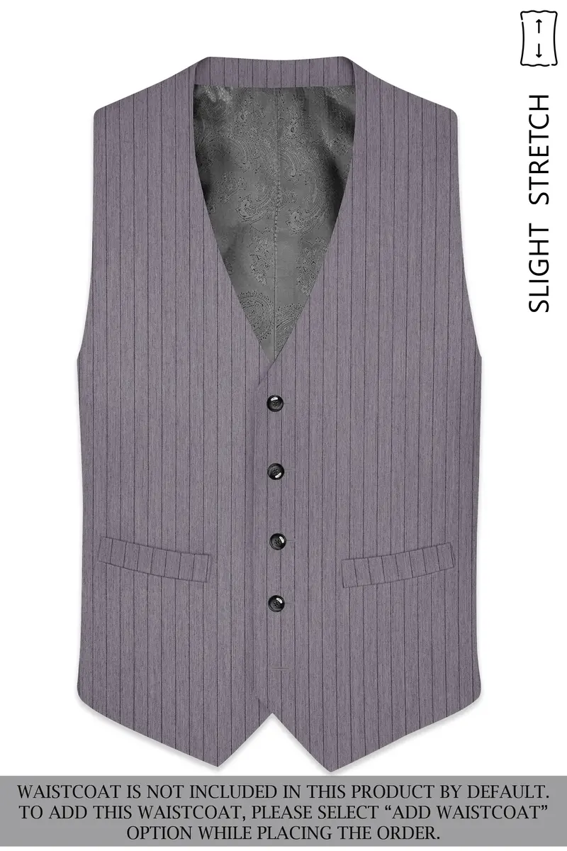 Velmoro-Mauve Gray Pin Striped Wool Rich Slight Stretch Double Breasted Suit 16