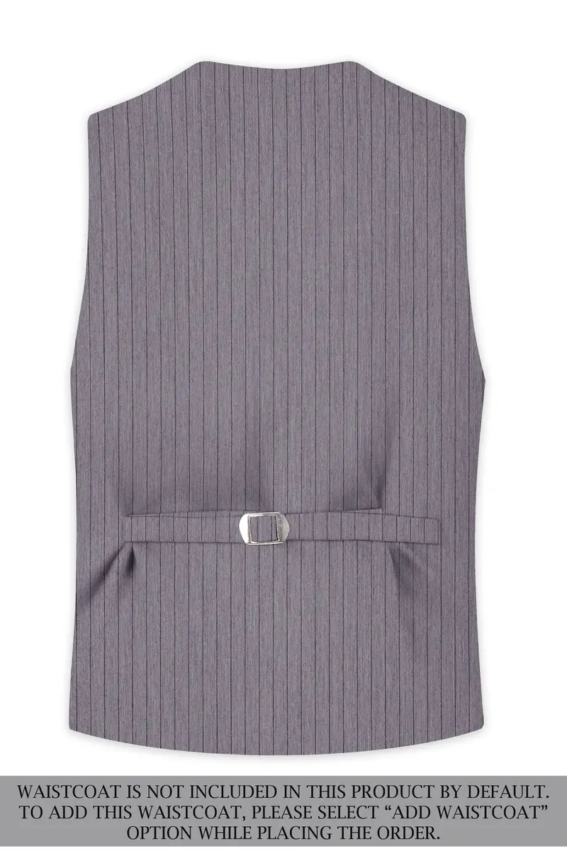 Velmoro-Mauve Gray Pin Striped Wool Rich Slight Stretch Double Breasted Suit 17