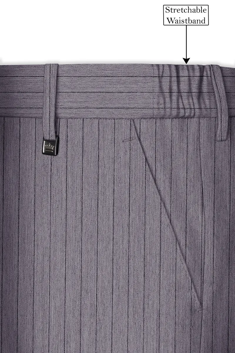 Velmoro-Mauve Gray Pin Striped Wool Rich Slight Stretch Single Breasted Suit 15
