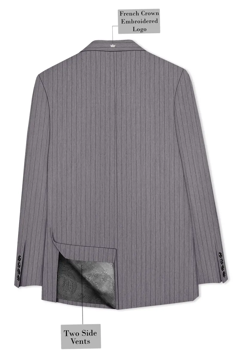 Velmoro-Mauve Gray Pin Striped Wool Rich Slight Stretch Single Breasted Suit 9