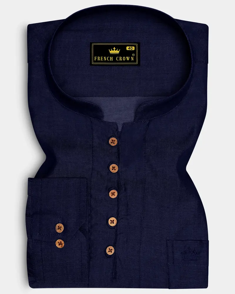 Velnero-Midnight Blue Denim Super Soft Premium Cotton Casual Shirt 1