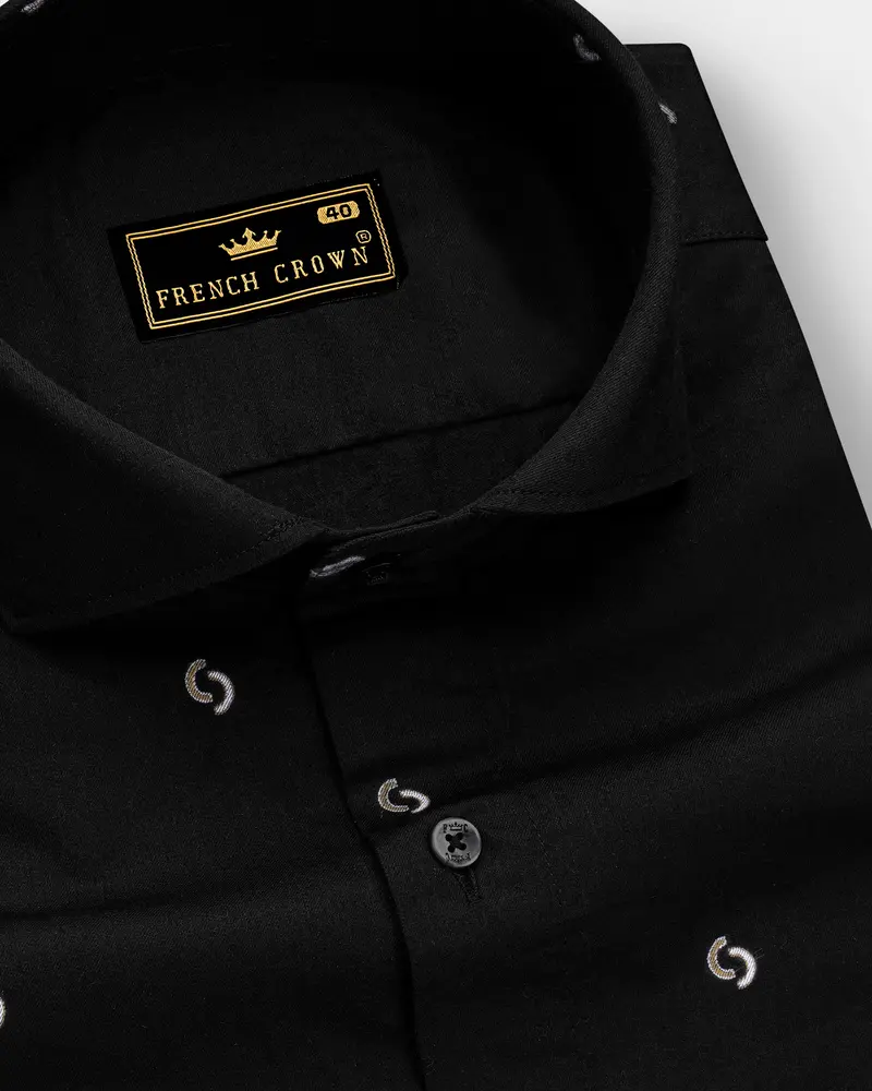 Velnoir-Jade Black Jacquard Textured Premium Cotton Dress Shirt 1