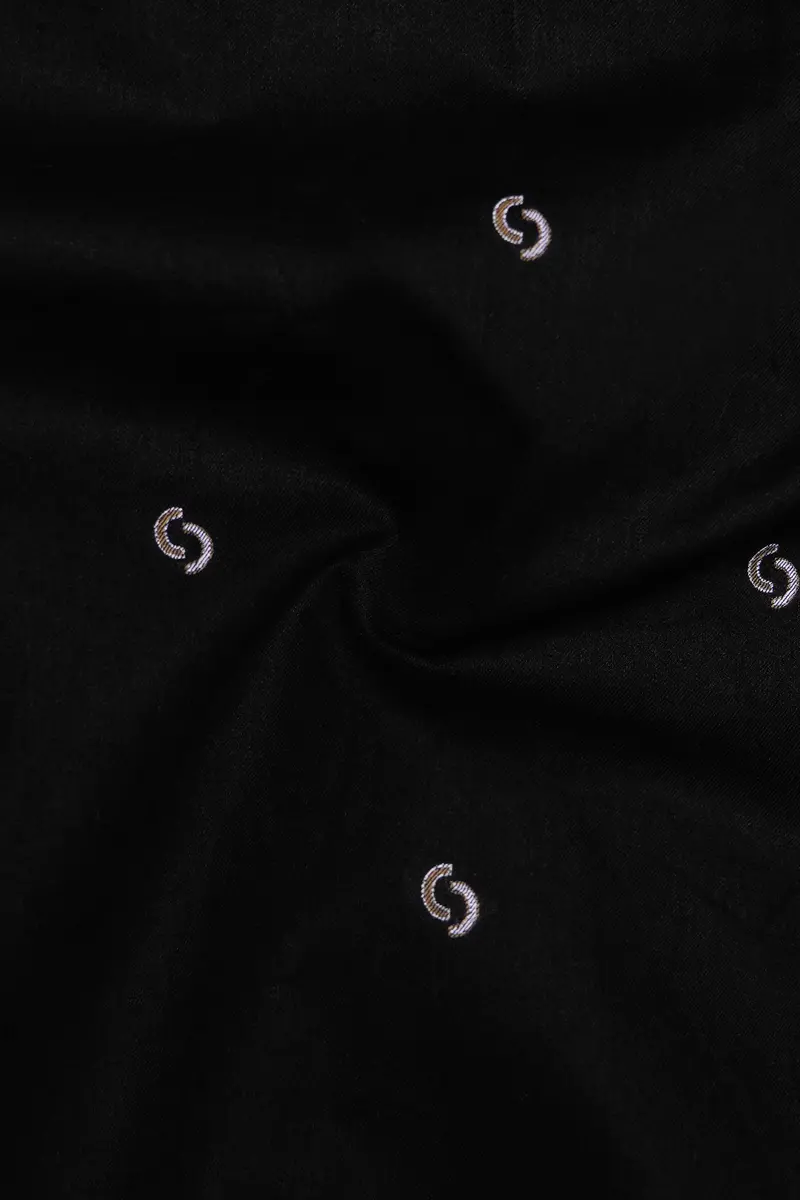 Velnoir-Jade Black Jacquard Textured Premium Cotton Dress Shirt 3
