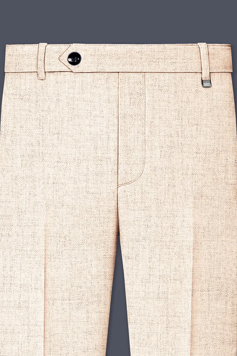 Velour-Derby Cream Textured Tweed Single Breasted Overcoat With Pant 10