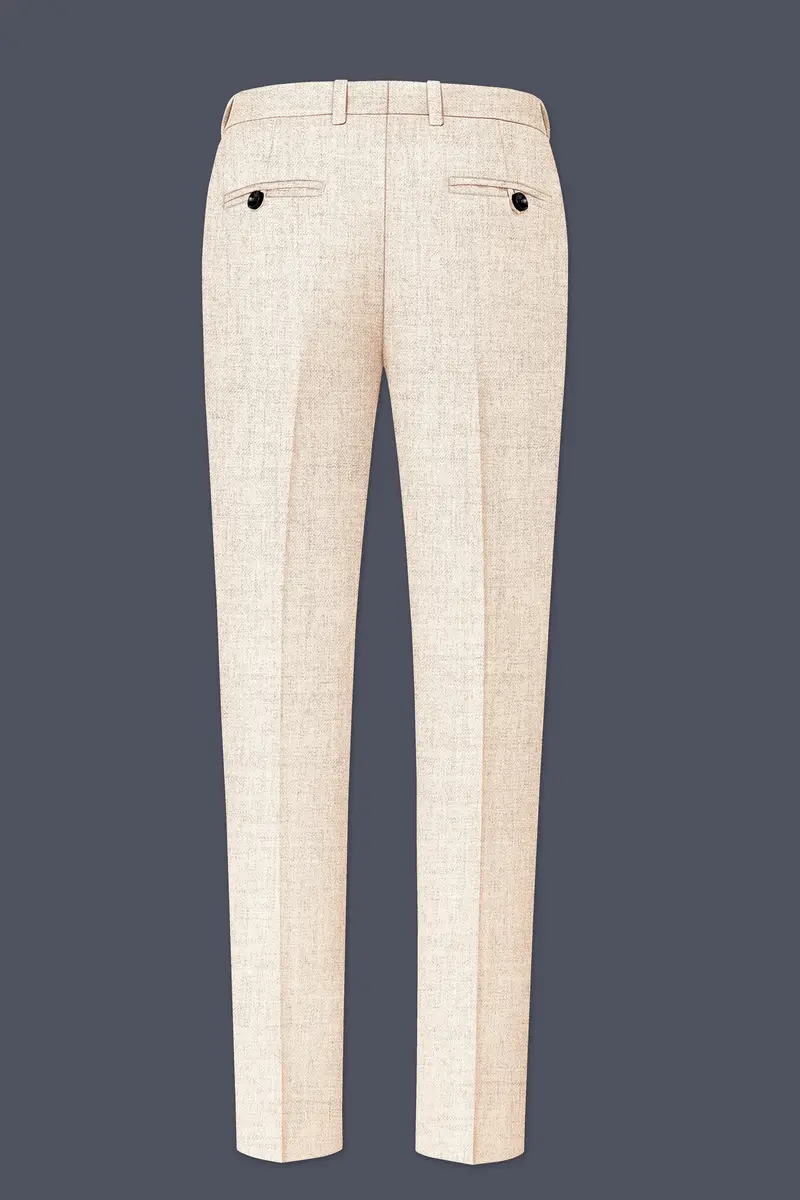 Velour-Derby Cream Textured Tweed Single Breasted Overcoat With Pant 12