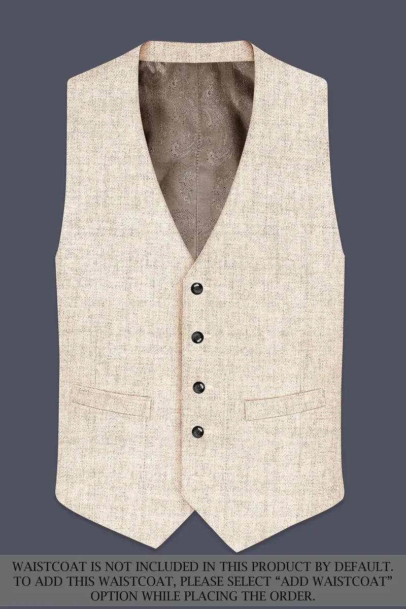 Velour-Derby Cream Textured Tweed Single Breasted Overcoat With Pant 14