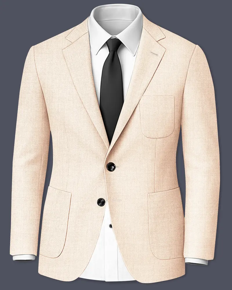 Velour-Derby Cream Textured Tweed Single Breasted Sports Blazer 1