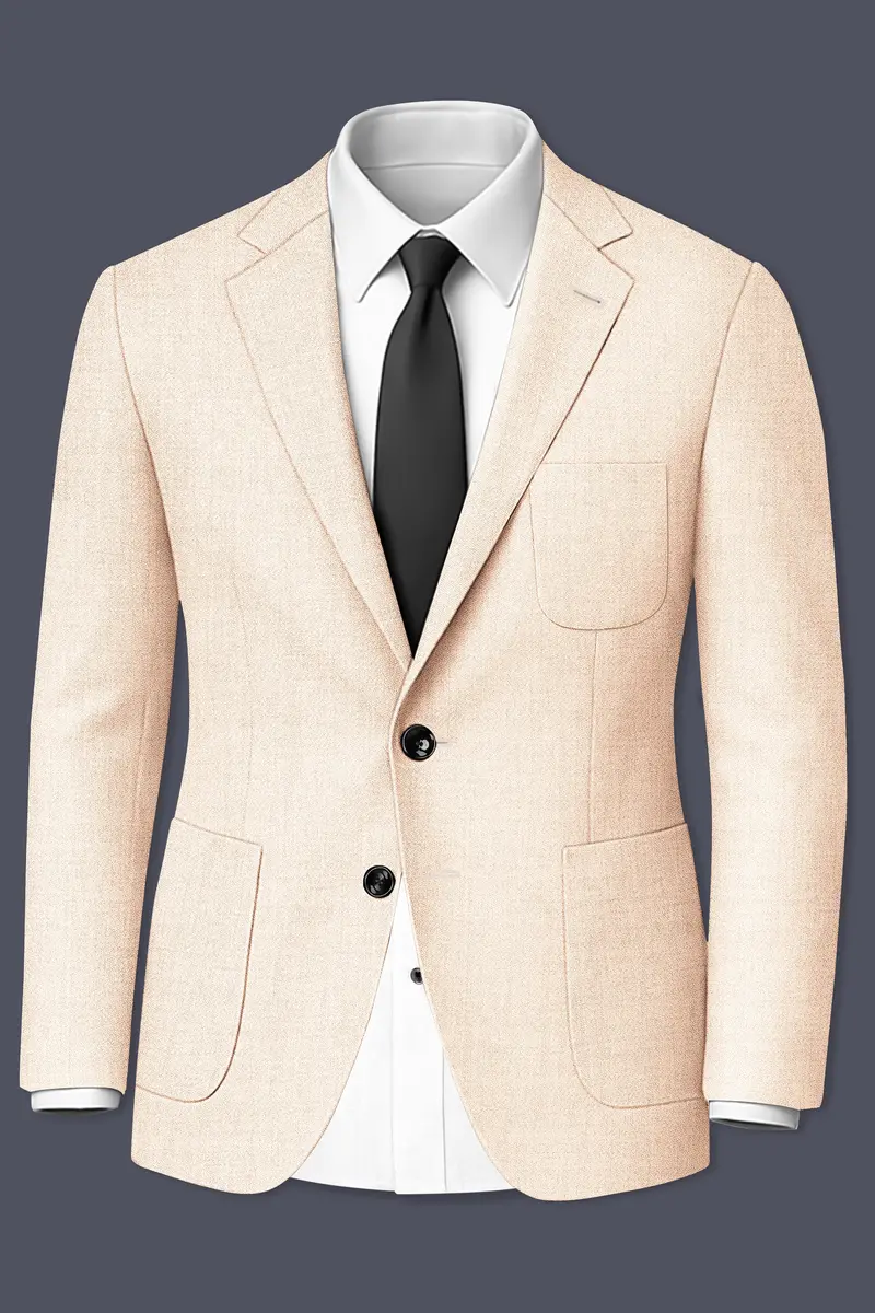 Velour-Derby Cream Textured Tweed Single Breasted Sports Blazer 2