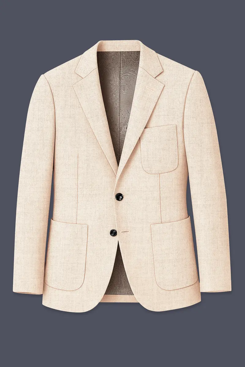 Velour-Derby Cream Textured Tweed Single Breasted Sports Blazer 7