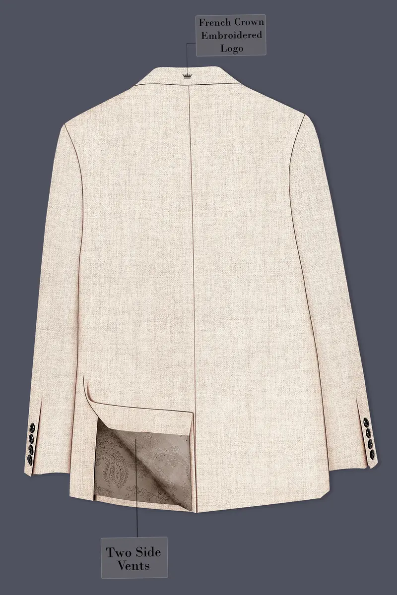 Velour-Derby Cream Textured Tweed Single Breasted Sports Blazer 8