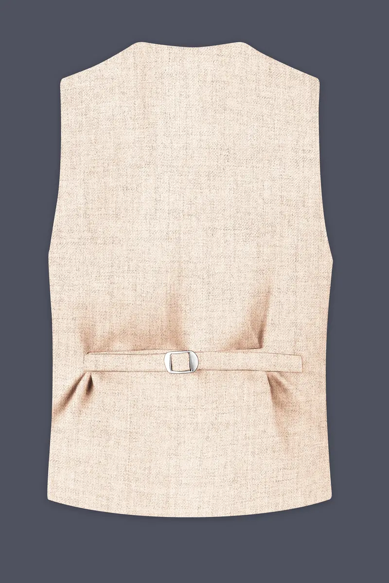 Velour-Derby Cream Textured Tweed Waistcoat 4
