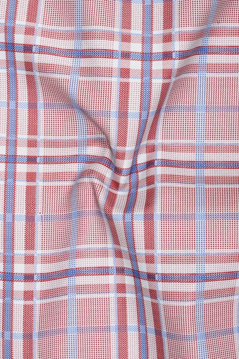 Velour-Turkish Rose Pink And Wild Blue Plaid Wool Rich Stretchable Waistband Pant 3