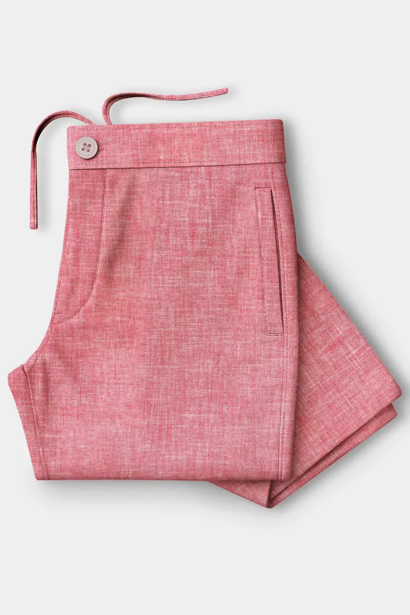 Veloura-Ruddy Pink Textured Super Soft Oxford Premium Cotton Lounge Pant 4