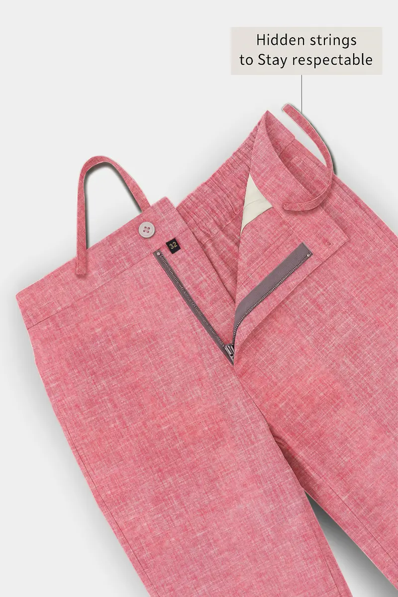 Veloura-Ruddy Pink Textured Super Soft Oxford Premium Cotton Lounge Pant 5