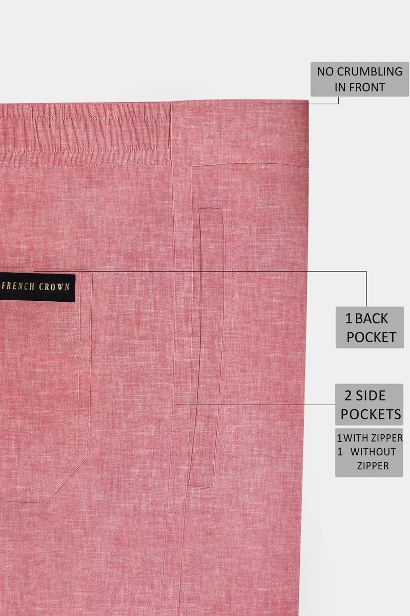 Veloura-Ruddy Pink Textured Super Soft Oxford Premium Cotton Lounge Pant 6