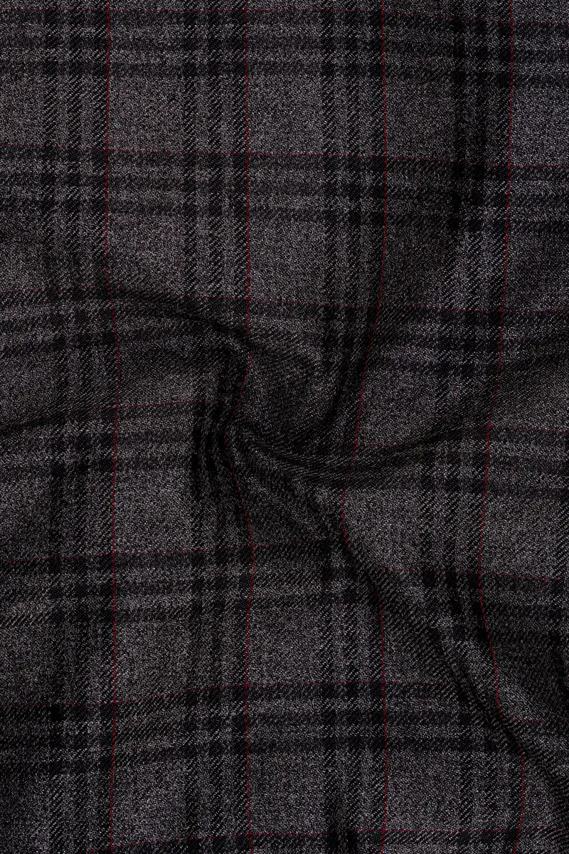 Velours-Ship Gray Plaid Tweed Double Breasted Blazers 3