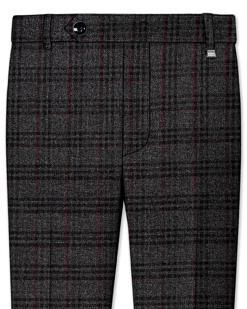 Velours-Ship Gray Plaid Tweed Stretchable Waistband Pant 1