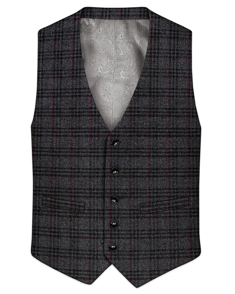 Velours-Ship Gray Plaid Tweed Waistcoat 1