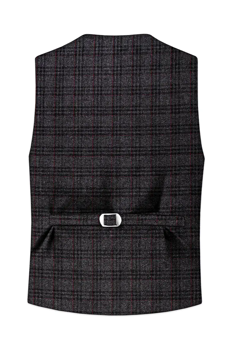 Velours-Ship Gray Plaid Tweed Waistcoat 4