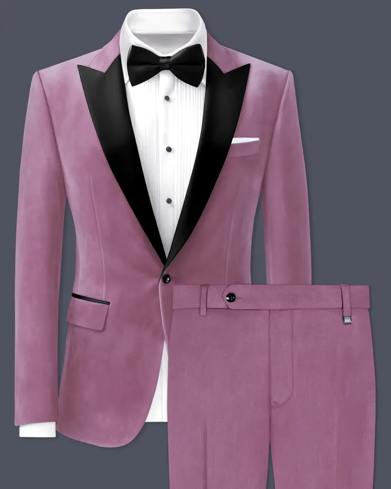 Velrosa-Turkish Rose Velvet Peak Lapel Tuxedo Suit 1