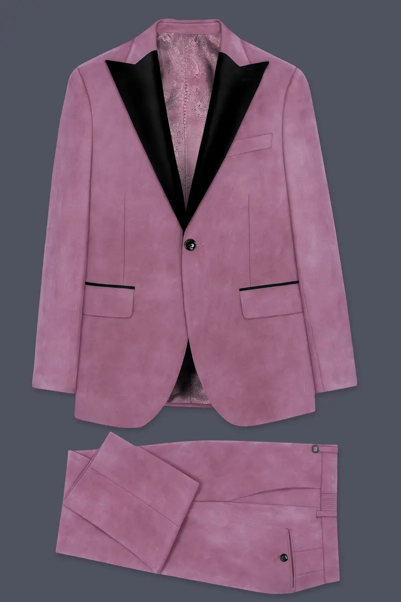 Velrosa-Turkish Rose Velvet Peak Lapel Tuxedo Suit 12