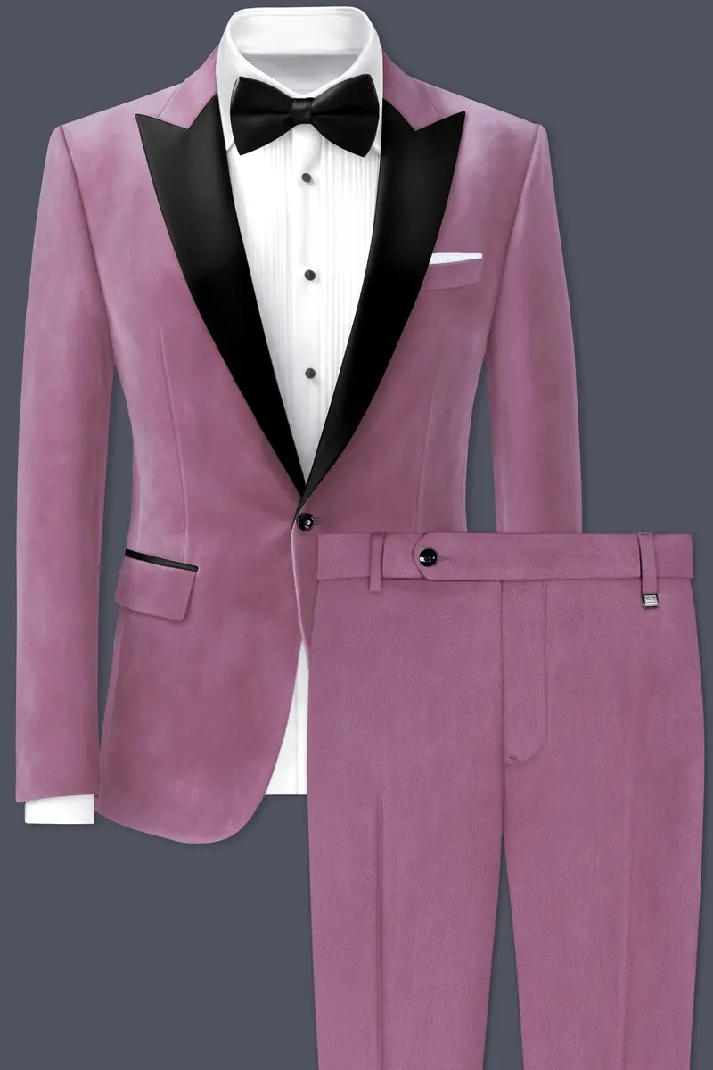 Velrosa-Turkish Rose Velvet Peak Lapel Tuxedo Suit 3