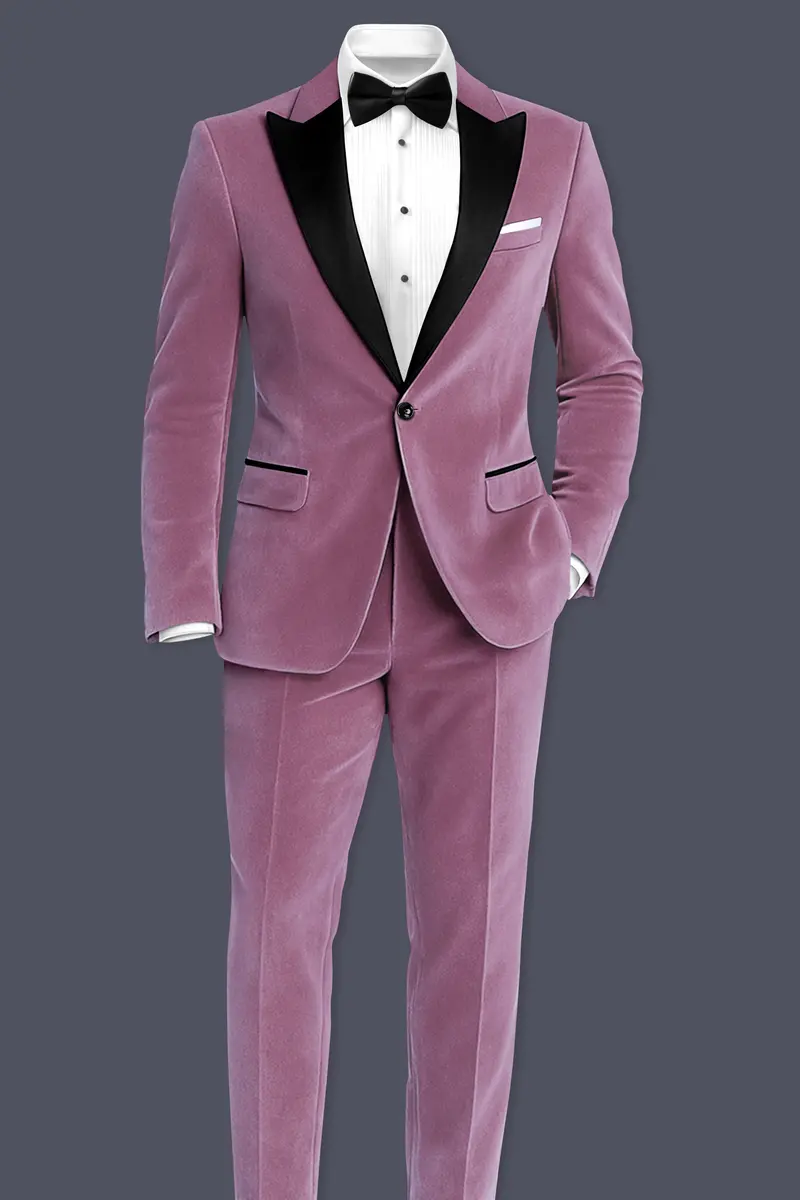Velrosa-Turkish Rose Velvet Peak Lapel Tuxedo Suit 4