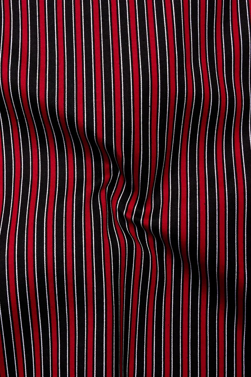 Velshiraz-Shiraz Red And Jade Black Regimental Striped Subtle Sheen Super Soft Premium Cotton Dress Shirt 3