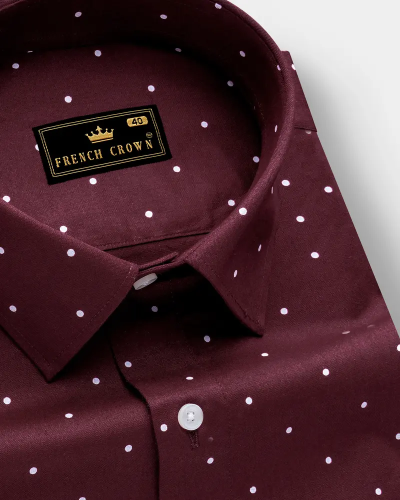 Velvety Merlot-Wine Berry Maroon Printed Subtle Sheen Super Soft Premium Cotton Semi Formal Shirt 1