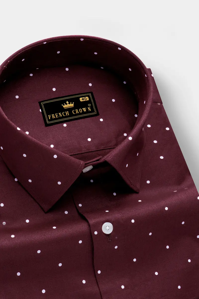 Velvety Merlot-Wine Berry Maroon Printed Subtle Sheen Super Soft Premium Cotton Semi Formal Shirt 2