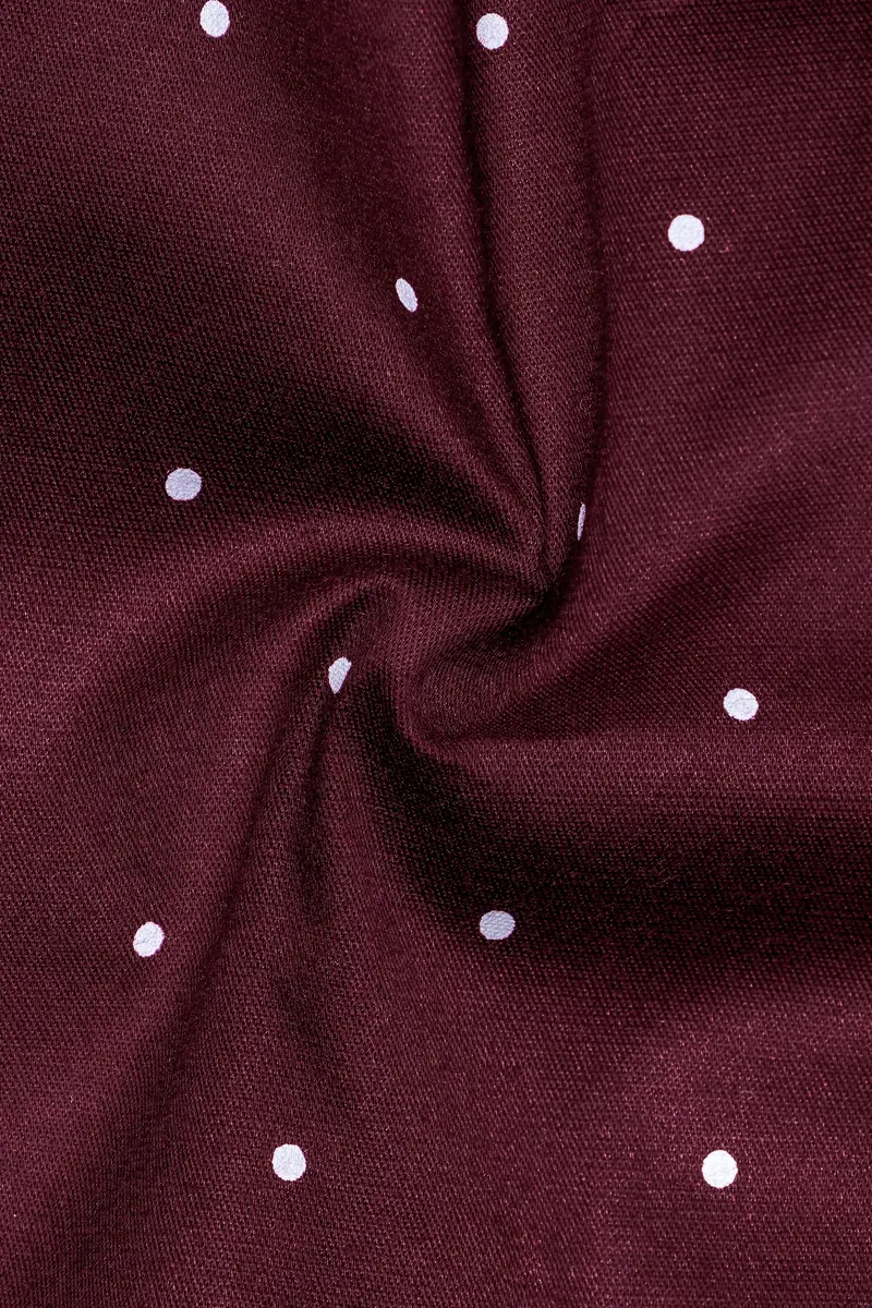 Velvety Merlot-Wine Berry Maroon Printed Subtle Sheen Super Soft Premium Cotton Semi Formal Shirt 3