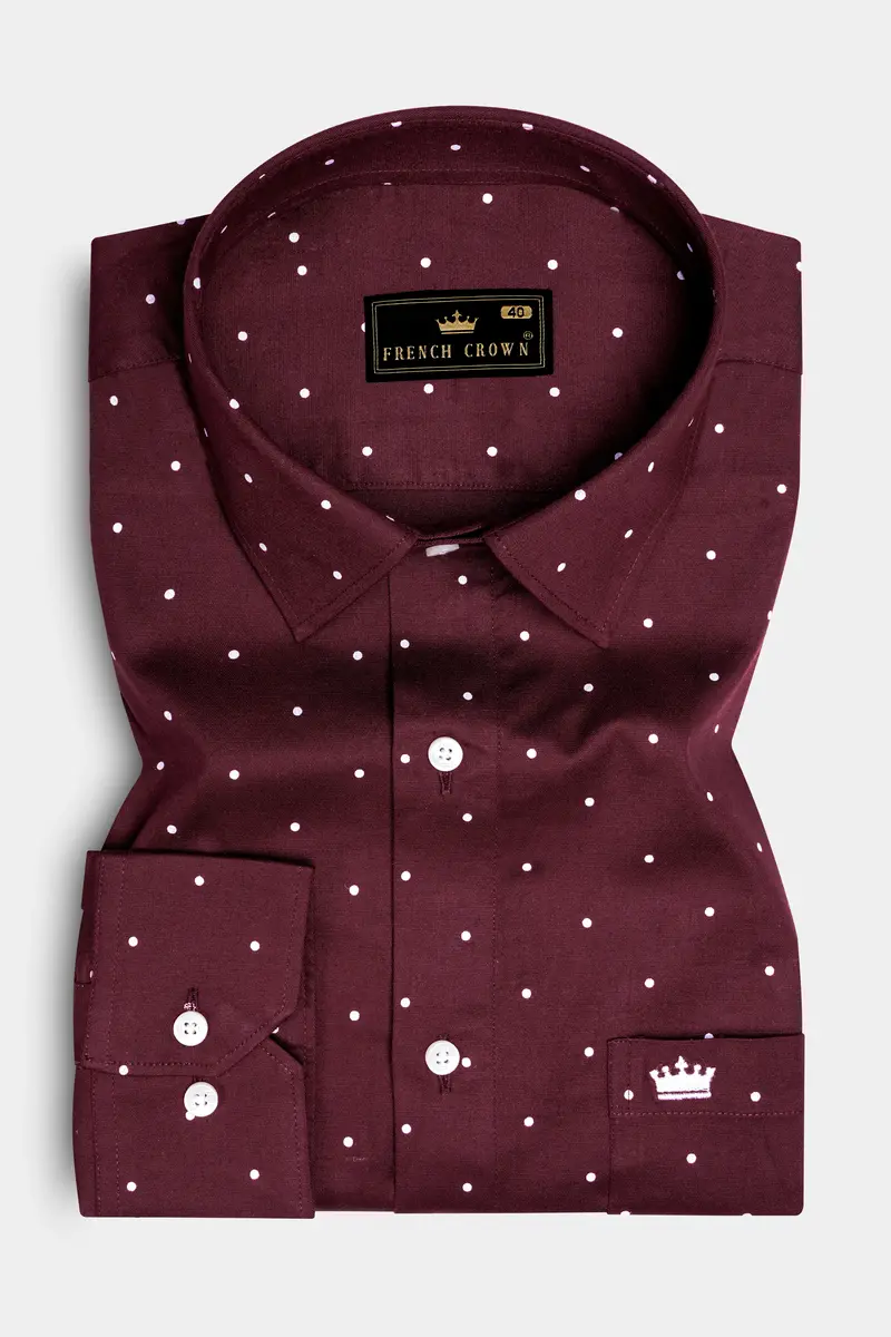 Velvety Merlot-Wine Berry Maroon Printed Subtle Sheen Super Soft Premium Cotton Semi Formal Shirt 4