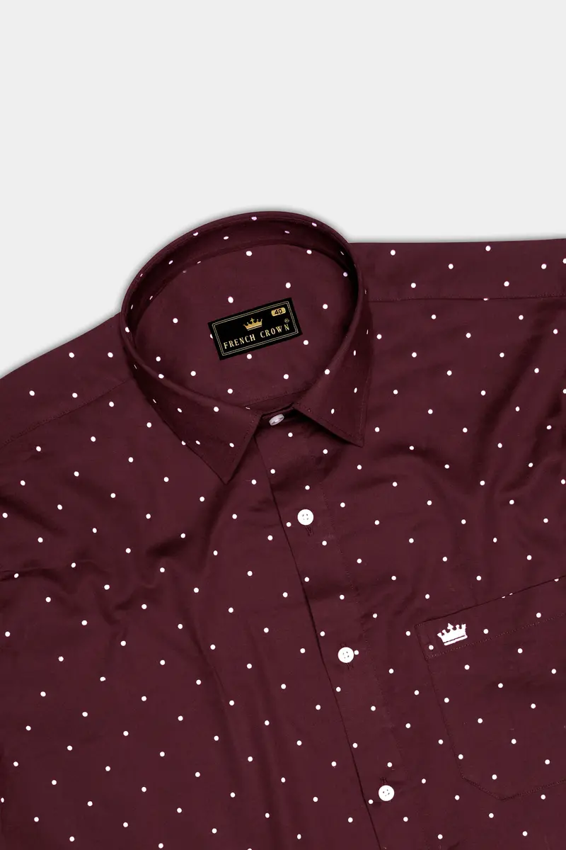 Velvety Merlot-Wine Berry Maroon Printed Subtle Sheen Super Soft Premium Cotton Semi Formal Shirt 5