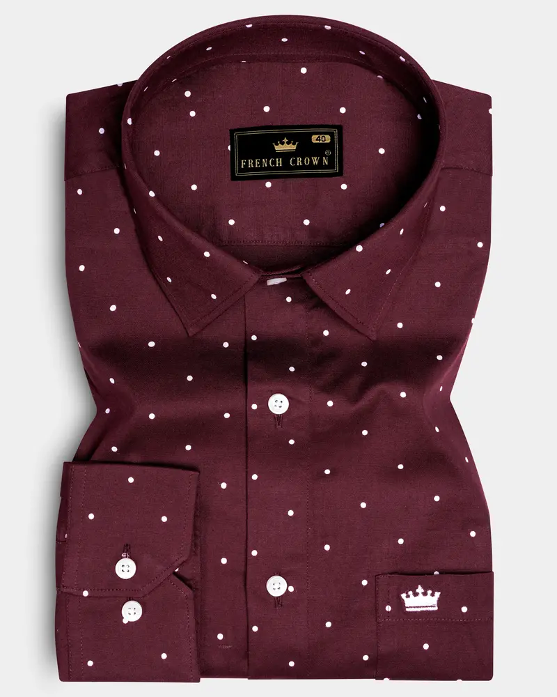 Velvety Merlot-Wine Berry Maroon Printed Subtle Sheen Super Soft Premium Cotton Semi Formal Shirt 6
